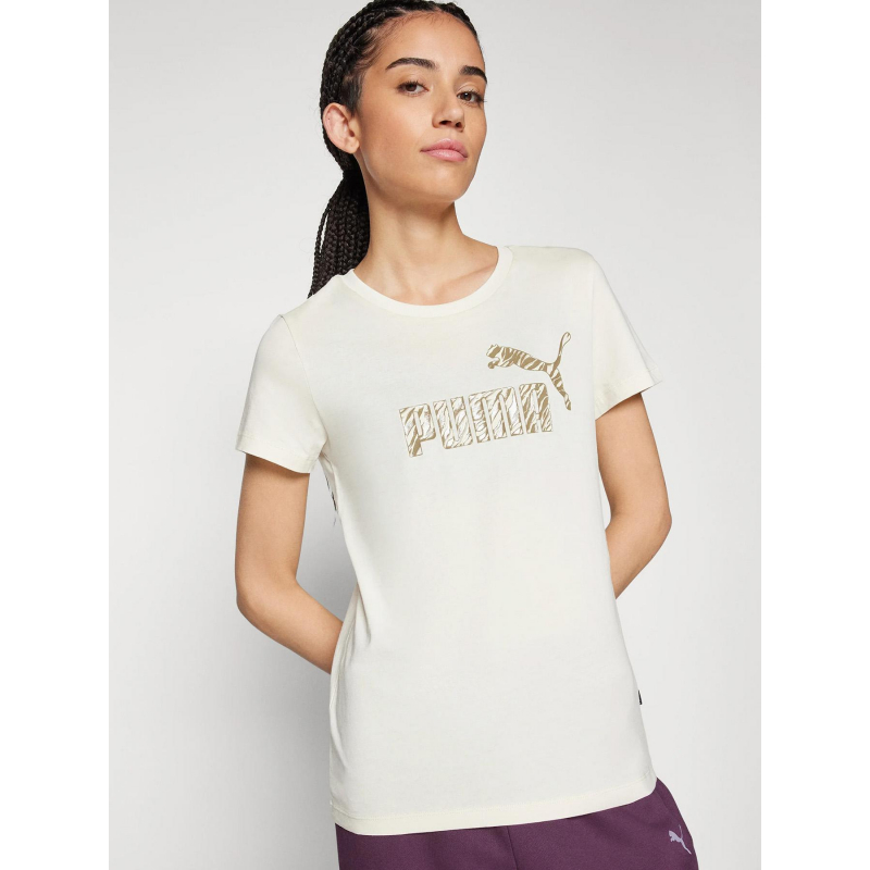 T-shirt logo animal beige femme - Puma