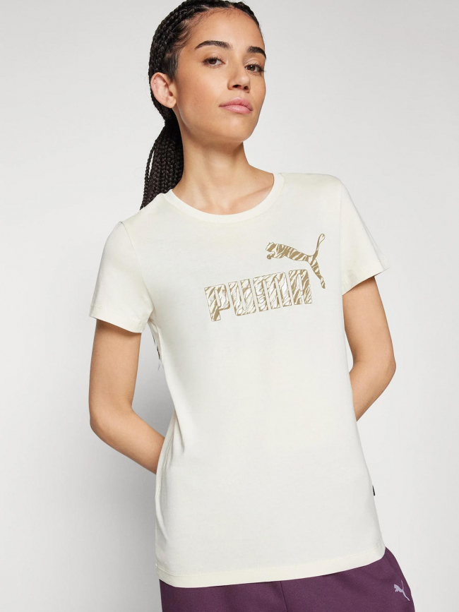 T-shirt logo animal beige femme - Puma