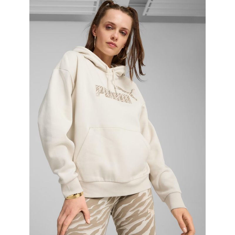 Sweat à capuche logo animal beige femme - Puma