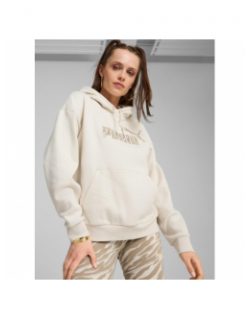 Sweat à capuche logo animal beige femme - Puma