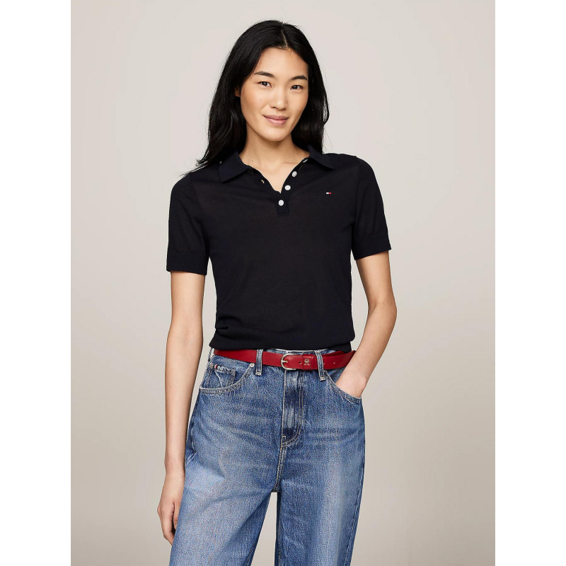 Polo fin bleu marine femme - Tommy Hilfiger