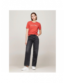 T-shirt regular script brique rouge femme - Tommy Hilfiger