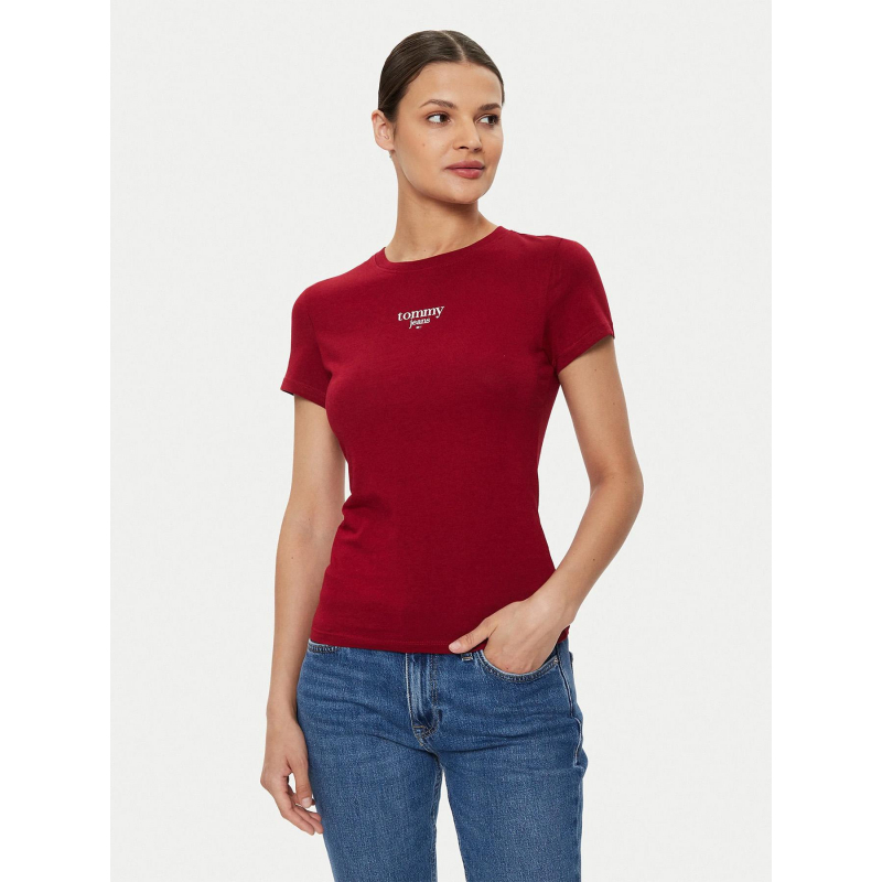 T-shirt slim essential rouge bordeaux femme - Tommy Jeans