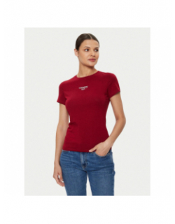 T-shirt slim essential rouge bordeaux femme - Tommy Jeans