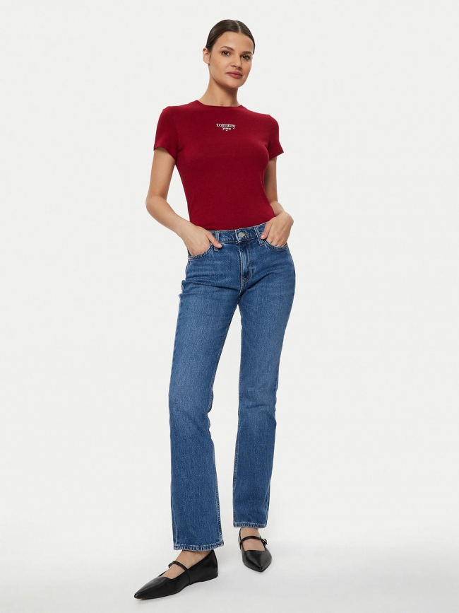 T-shirt slim essential rouge bordeaux femme - Tommy Jeans