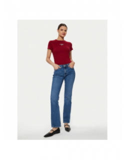 T-shirt slim essential rouge bordeaux femme - Tommy Jeans