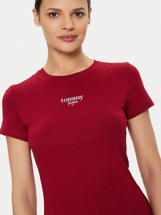 T-shirt slim essential rouge bordeaux femme - Tommy Jeans