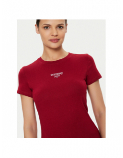 T-shirt slim essential rouge bordeaux femme - Tommy Jeans