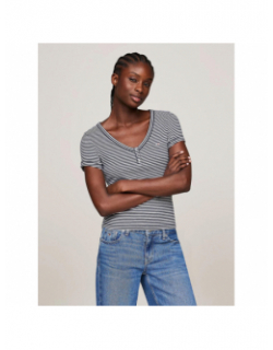 T-shirt rayé slim bleu marine blanc femme - Tommy Jeans