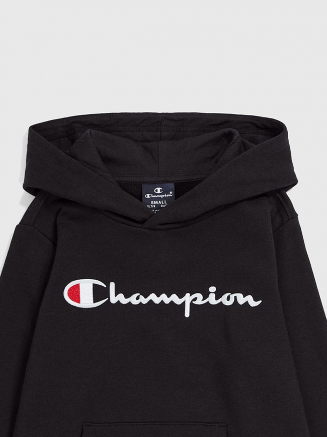 Sweat à capuche logo brodé noir enfant - Champion