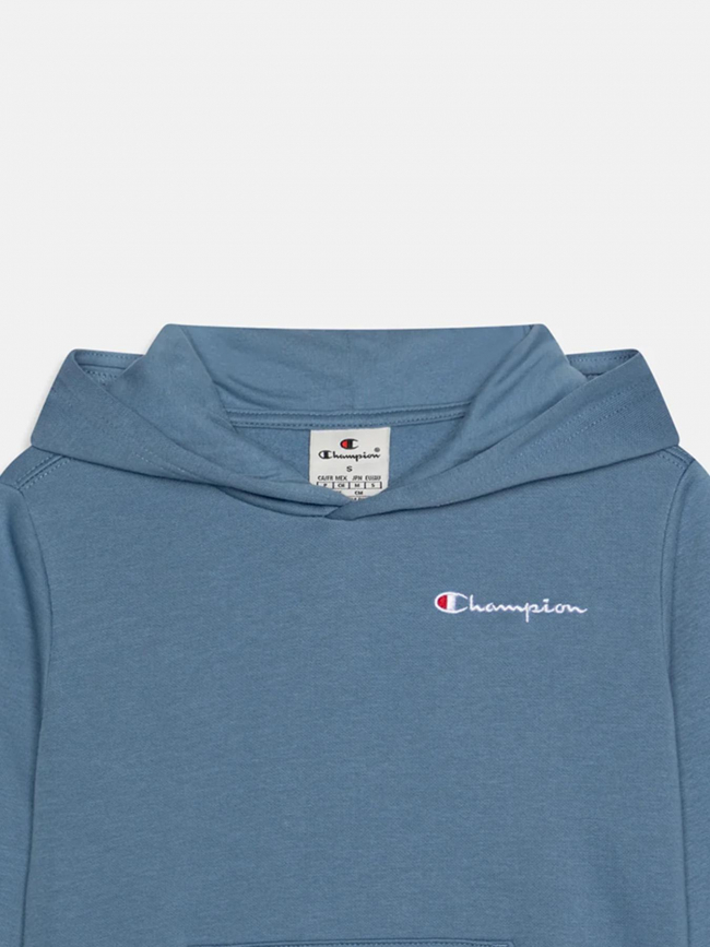 Sweat à capuche petit logo brodé bleu enfant - Champion