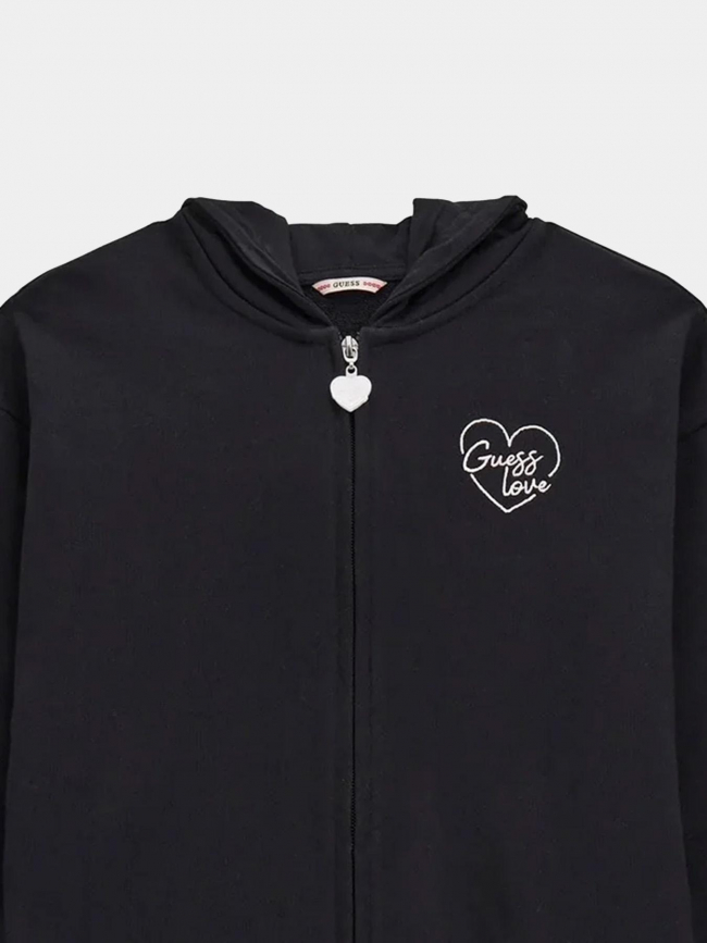 Sweat zippé à capuche active love noir fille - Guess