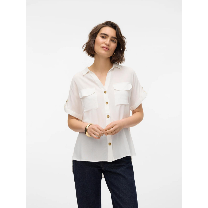 Chemisier manches courtes bumpy blanc femme - Vero Moda