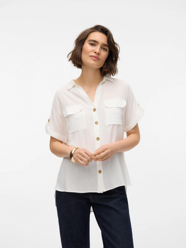 Chemisier manches courtes bumpy blanc femme - Vero Moda