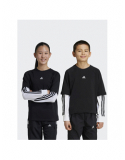 T-shirt manches longues 2in1 noir blanc enfant - Adidas