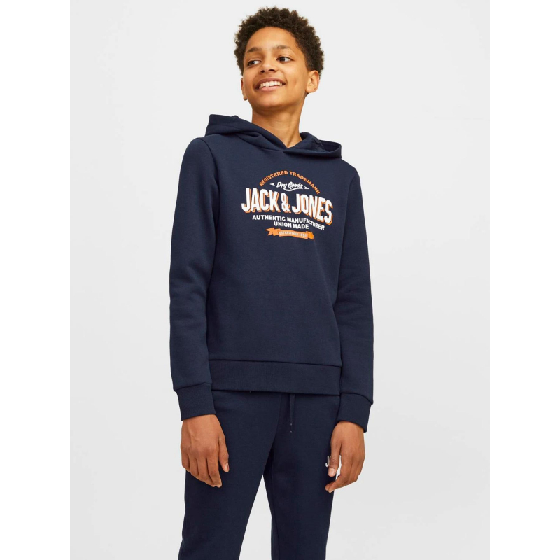 Sweat à capuche logo bleu marine garçon - Jack & Jones