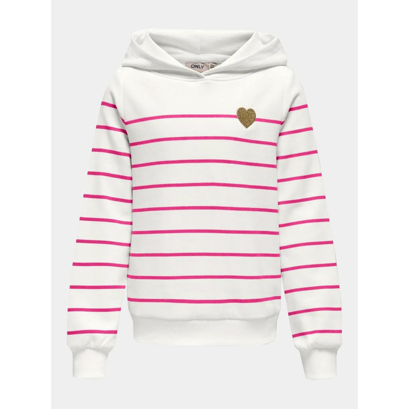 Sweat à capuche rayé adelle blanc rose fille - Only