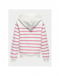 Sweat à capuche rayé adelle blanc rose fille - Only