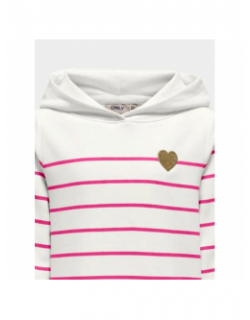 Sweat à capuche rayé adelle blanc rose fille - Only