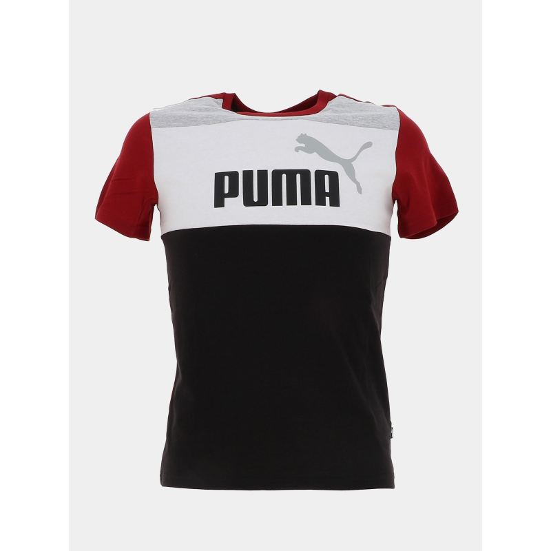 T-shirt essential block noir blanc bordeaux enfant - Puma