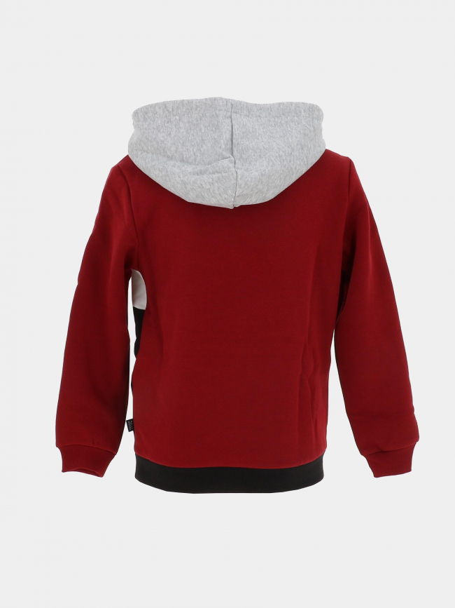 Sweat à capuche colorblock noir blanc gris rouge enfant - Puma