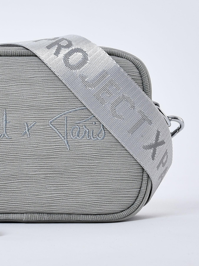 Sac bandoulière logo brodé gris femme - Project X Paris