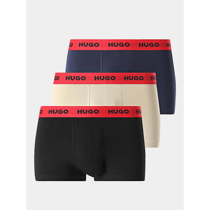 Pack 3 boxers stretch noir bleu beige homme - Hugo