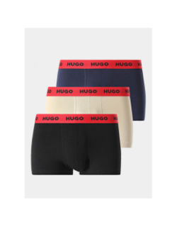 Pack 3 boxers stretch noir bleu beige homme - Hugo