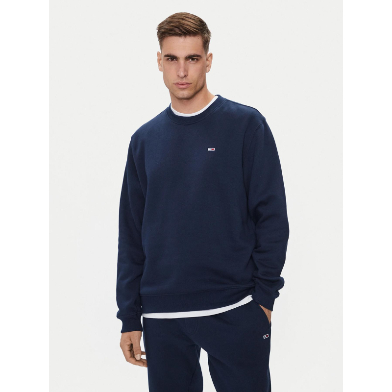 Sweat uni regular logo bleu marine homme - Tommy Jeans