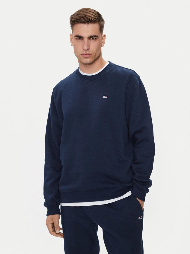 Sweat uni regular logo bleu marine homme - Tommy Jeans