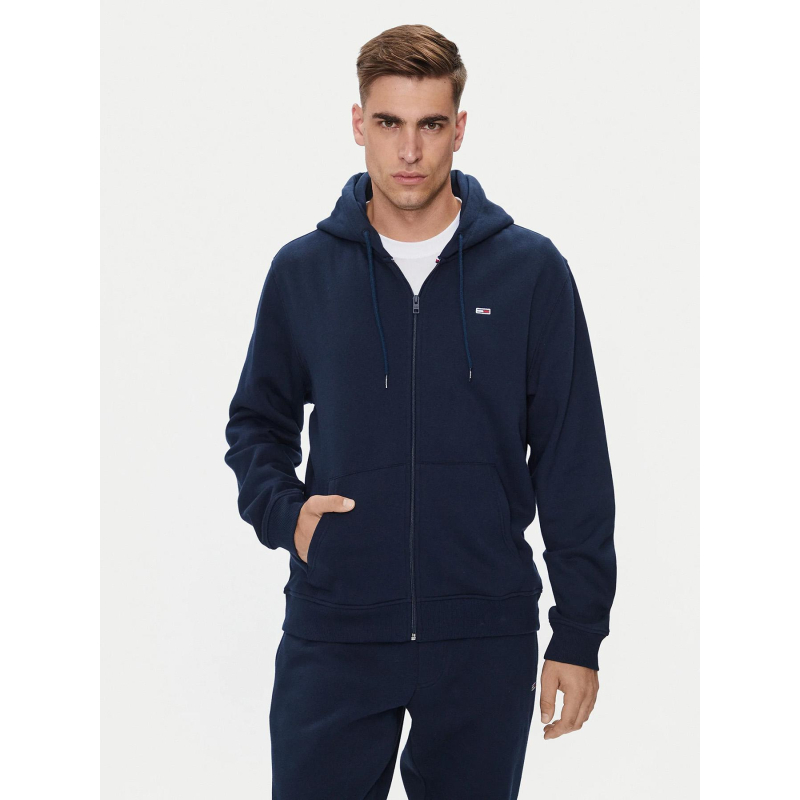 Sweat zippé à capuche reg flag bleu marine homme - Tommy Jeans