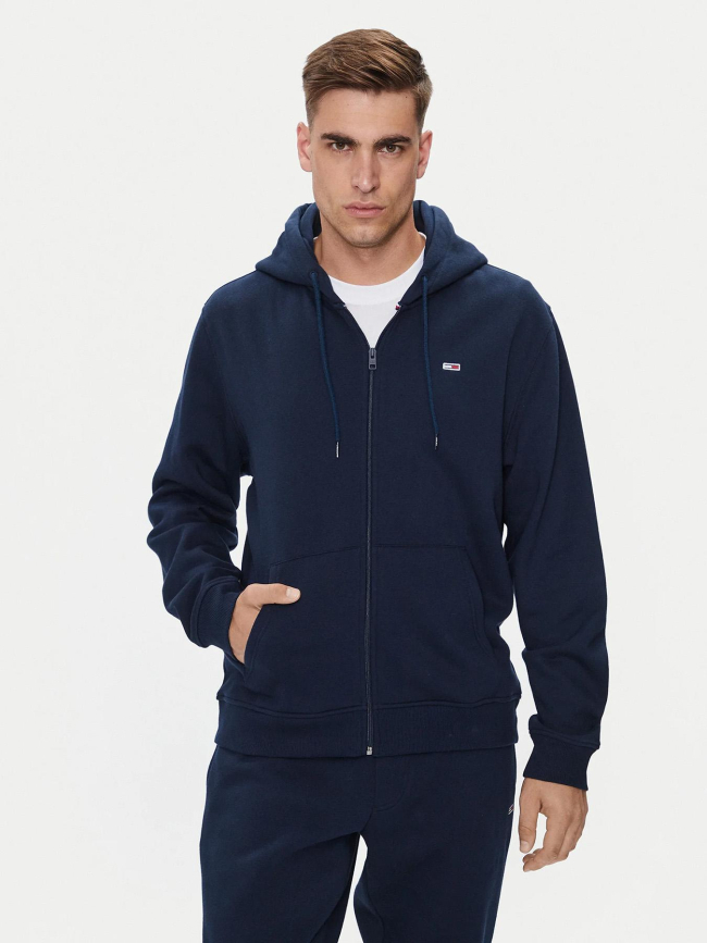 Sweat zippé à capuche reg flag bleu marine homme - Tommy Jeans