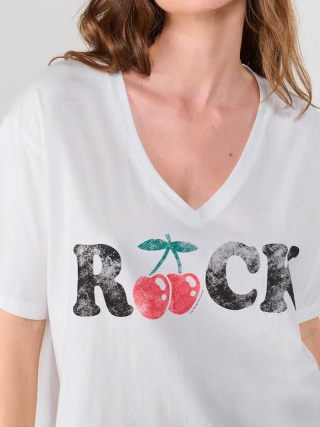 T-shirt col v auldi blanc femme - Le Temps Des Cerises