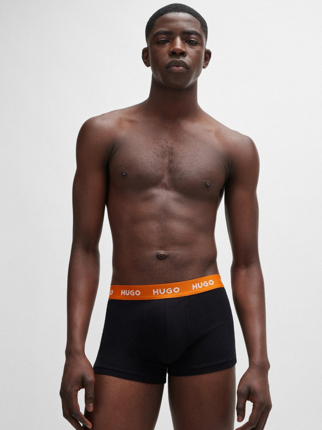 Pack 3 boxers stretch bandes colorées noir homme - Hugo