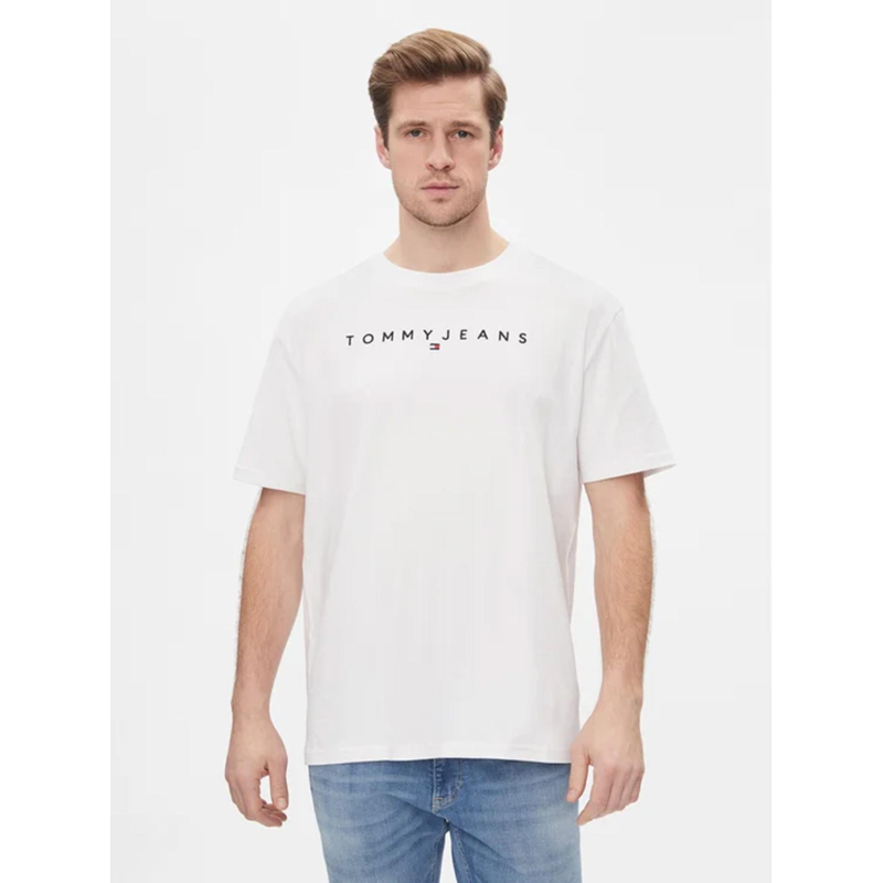 T-shirt regular linear logo blanc homme - Tommy Jeans