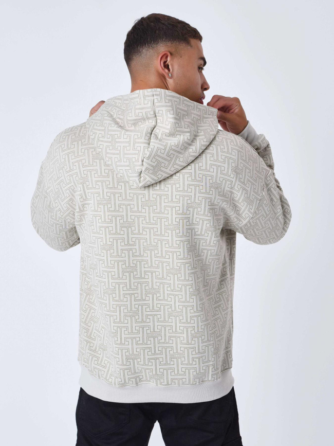 Sweat imprimés logo brodé beige homme - Project X Paris