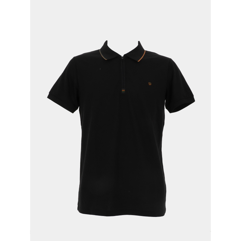 Polo zippé classic mc noir homme - Benson & Cherry