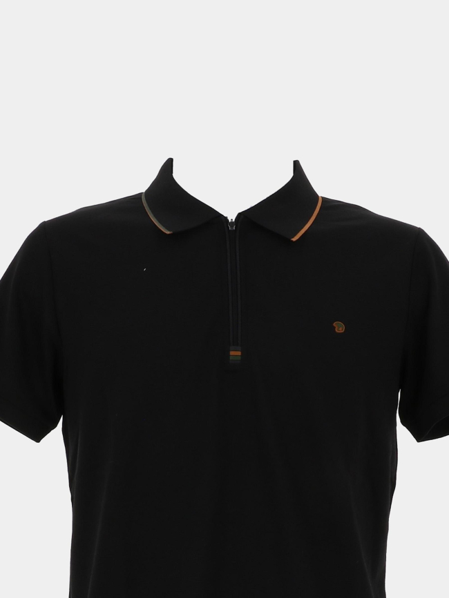 Polo zippé classic mc noir homme - Benson & Cherry