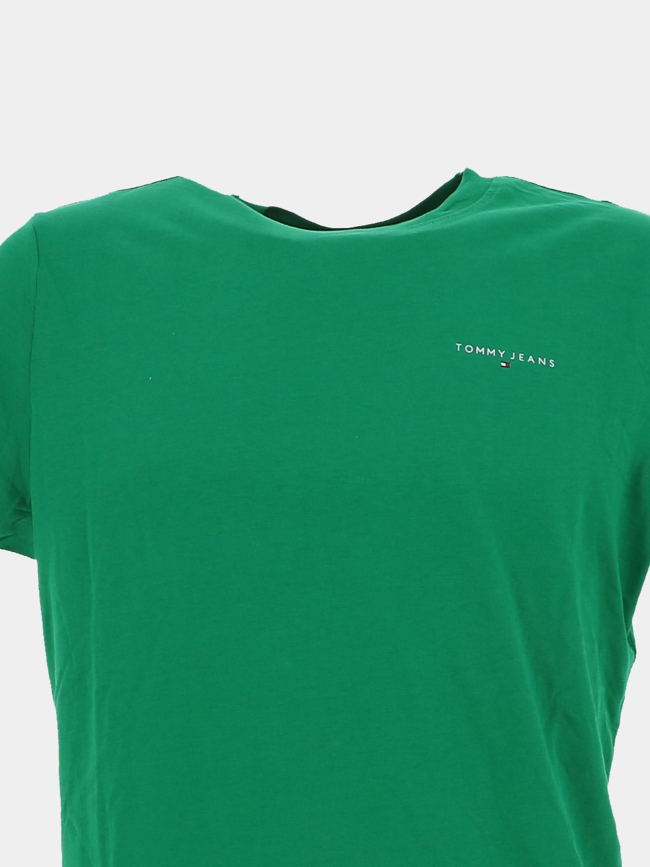 T-shirt slim linear logo vert homme - Tommy Jeans