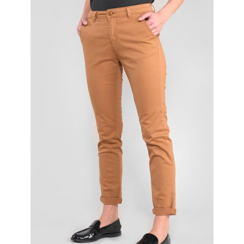 Pantalon slim dily 6 marron femme - Le Temps Des Cerises