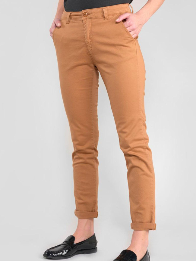 Pantalon slim dily 6 marron femme - Le Temps Des Cerises