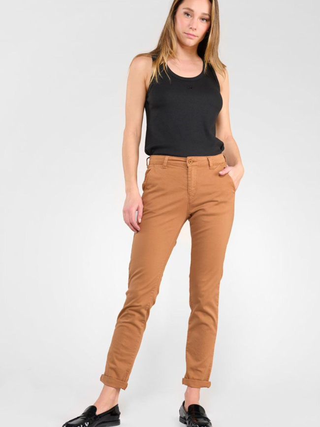 Pantalon slim dily 6 marron femme - Le Temps Des Cerises