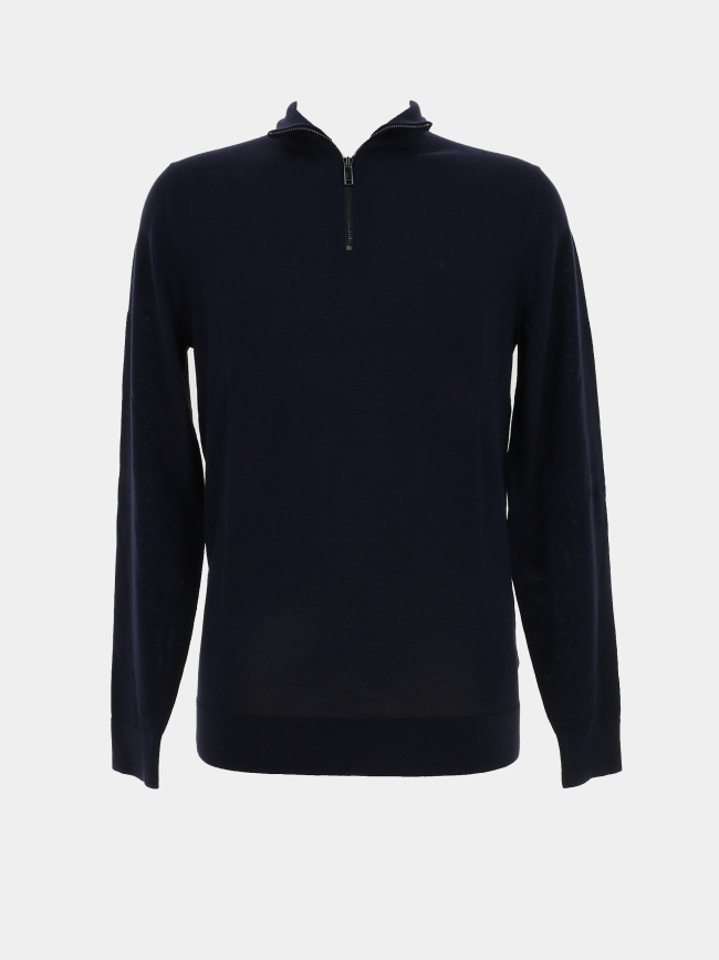 Pull en laine merino zip bleu marine homme - Calvin Klein