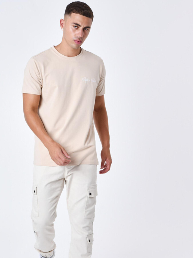 T-shirt coupe droite logo brodé beige homme - Project x Paris