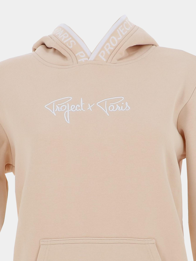 Sweat à capuche logo beige enfant - Project X Paris