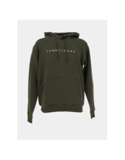 Sweat à capuche regular linear logo vert homme - Tommy Jeans