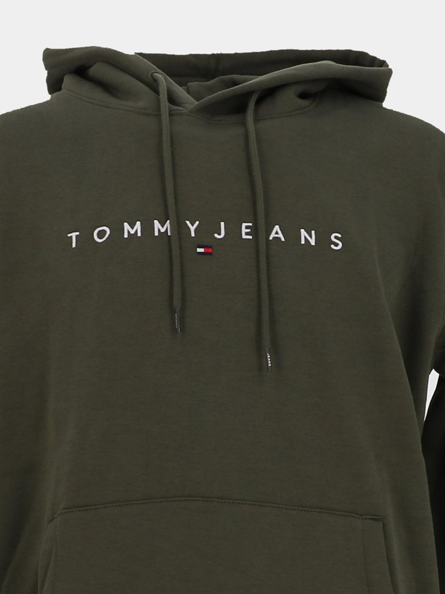 Sweat à capuche regular linear logo vert homme - Tommy Jeans