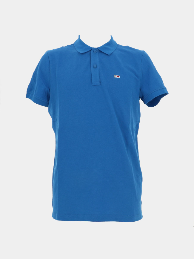 Polo slim placket bleu homme - Tommy Jeans