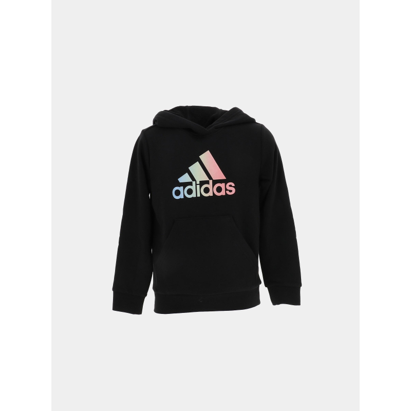 Sweat à capuche logo arc en ciel noir fille - Adidas