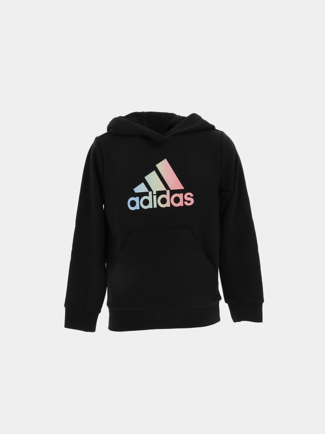 Sweat à capuche logo arc en ciel noir fille - Adidas